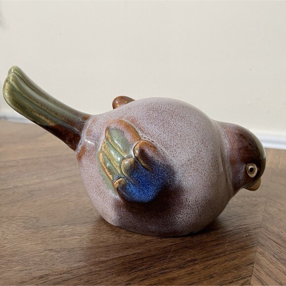 Chubby Sparrow Ceramic Pottery Bird Multicolored Bird Lovers Modern Farmhouse - Picture 5 of 11